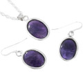 Beautiful Oval Purple Pendant Earrings Set 44493