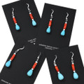 Beaded Turquoise Coral French Hook Dangle Earrings 44503