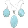 Larimar Pendant Earrings Set 44514