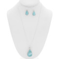 Hand Crafted Larimar Earrings Pendant Set with Chain 44516