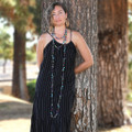 Long Beaded Necklace Tribal Boho Layered Style 44539