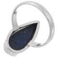 Simple Lapis Ring Smooth Bezel Teardrop Shape Single Band 44556