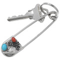 Sterling Silver Coral Turquoise Key Ring 44564