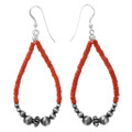 Navajo Red Coral Desert Pearl Beaded Earrings 44579