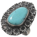 Vintage Floral Wire Turquoise Native American Sterling Silver Ring 1679