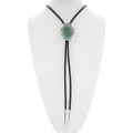 Navajo Notched Sterling Silver Pattern Turquoise Bolo Tie 44601