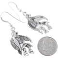 Navajo Made Eagle Kachina Sterling Silver French Hook Earrings 44618