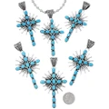 Native American Turquoise Cross Pendant Desert Pearls Chain Included 44662
