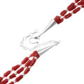 Natural Red Coral Necklace Alternating Sterling Silver Accents Ends 44673