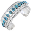 Sterling Silver Hammered Navajo Pattern Turquoise Bracelet 44678