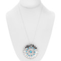 Navajo Made Silver Turquoise Western Southwest Concho Pendant 44682