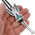 Native American Thunderbird Symbol Turquoise Bolo Tie 44727