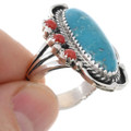 Arizona Turquoise Ring Red Coral Accents