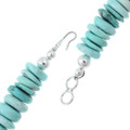 Real Turquoise Flat Disc Bead Necklace Sterling Silver Ends 44759