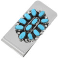 Turquoise Cluster Silver Navajo Money Clip By Chris Begay 0222