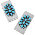 Turquoise Cluster Silver Navajo Money Clip By Chris Begay 0222