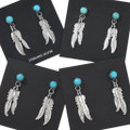 Southwest Sleeping Beauty Turquoise Post Dangle Feather Earrings 44784