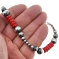 Navajo Desert Pearls Read Coral Bracelet Artist Lula Begay 44831