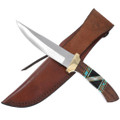 Navajo Inlay Handle Turquoise Knife Leather Sheath
