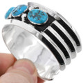 Navajo Sterling Silver Five Stone Blue Turquoise Bracelet 44879