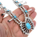 Sleeping Beauty Turquoise Sterling Silver Squash Blossom Necklace 44886