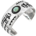 Sterling Silver Kokopelli Design Turquoise Navajo Bracelet Rosco Scott 44907