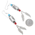 Navajo Kokopelli Feather Dangle Earrings Artist Lula Begay 44926