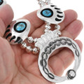 Navajo Sterling Silver Shadowbox Bear Paw Turquoise Squash Blossom Necklace 44937