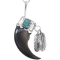 Sterling Silver Turquoise Navajo Bear Claw Pendant 44979