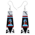 Turquoise Native American Design White Buffalo Dangle Earrings 44993
