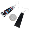 Black White Turquoise Geometric Inlay French Hook Earrings 44993