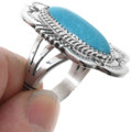 Navajo Blue Turquoise Sterling Silver Pointer Ring 46040