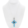 Navajo Blue Turquoise Sterling Silver Cross Pendant 46066