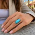 Blue Real Turquoise Ring Womens 46067