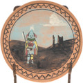 Traditional Hopi Aholi Kachina Vintage Hand Painted Pottery Plate 46098