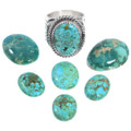 High Grade Carico Lake Turquoise Native American Mens Ring 46124