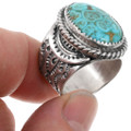 Navajo Sterling Silver Turquoise Mens Ring 46124