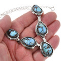 Blue Spiderweb Turquoise Sterling Silver Native American Jewelry Set 46171