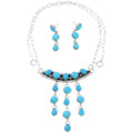 Navajo Turquoise Waterfall Necklace Jewelry Set 46172