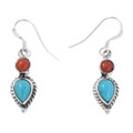 Sterling Silver Coral Turquoise Earrings 46180