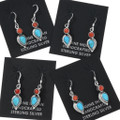 Turquoise Coral Native American French Hook Earrings 46180