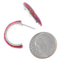 Pink Opal Half Hoop Sterling Silver Earrings 46189