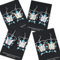 Turquoise Coral Mother of Pearl Zuni Butterfly Inlay Earrings 46212