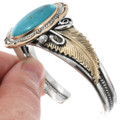 Navajo Turquoise Cuff Bracelet Sterling Silver 12K Gold Fill 46227