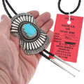 Vintage Morenci Turquoise Sterling Silver Navajo Bolo Tie v