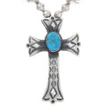 Vintage Blue Turquoise Sterling Silver Cross Pendant 46233