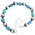 Alternating Turquoise Sterling Silver Tennis Bracelet 46243