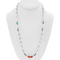 Beaded Sterling Silver Coral Turquoise Necklace 46244