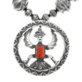 Sterling Silver Knifewing Kachina Pendant Coral Accent 46246
