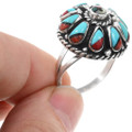 Coral Turquoise Sterling Silver Zuni Sunface Ring 46250